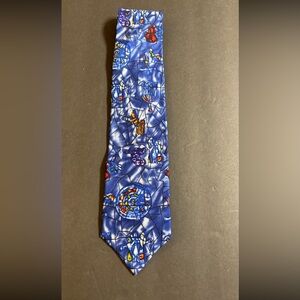 The Art substitute of Chicago Vibrant geo stain glass look Blue Artistic Tie